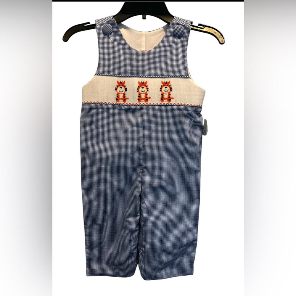 Smocked Tiger Longall Blue/White Plaid